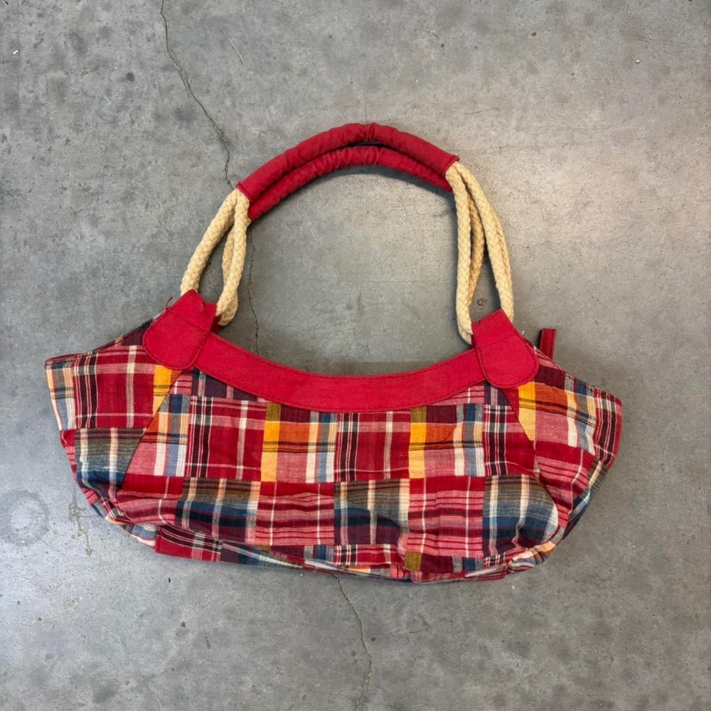 Red plaid mini purse